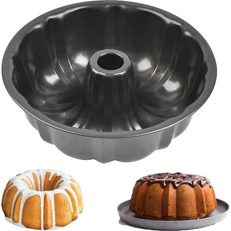 Ring Cake Tin, 24cm/26cm Tin Round Cake Pan Tray, Non-Stick Baking Moulding Tin, Carbon Steel,Fluted Ring Pan