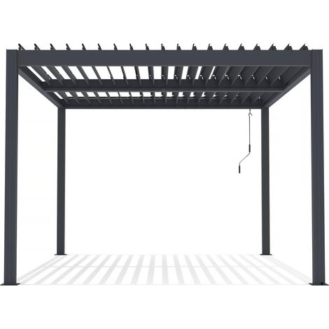 Pérgola bioclimática "Windsor" de aluminio con led 3 x 4 - Gris (1/5)