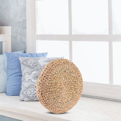 Pouf en quenouilles tissé à la main, coussin de siège tatami pour yoga, balcon ou baie vitrée, décoration (1/5)