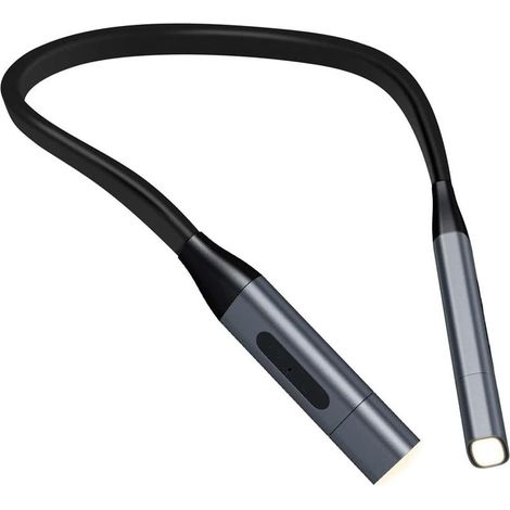 Lámpara de lectura, luz nocturna recargable por USB para lectores electrónicos, luz tipo abrazo con 3 modos de brillo, luz de lectura flexible de 360°, iluminación de mesita de noche (gris) (1/4)