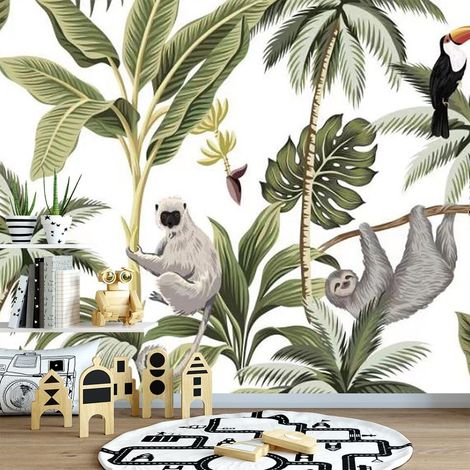 Papier Peint Tropical - Forêt exotique et paresseux - 150 x 250 cm (1/2)