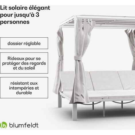 Blumfeldt Ensemble de meubles de jardin Bain de soleil avec dossier réglable, parois latérales rétractables & rideaux - Cadre stable en acier laqué époxy Meubles de balcon Pour l'extérieur (1/5)