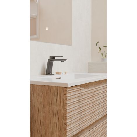 Meuble de Salle de Bain Structura 80cm 2 Tiroirs Bois Clair (1/5)