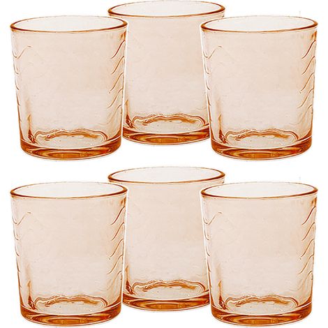 Bicchieri retro'Eleganti per Stile e Raffinatezza in Vetro 26cl Set di 6 arancio  in casa per Ogni Tavola e Occasione bar hotel ristorante