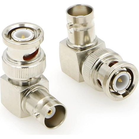 Lot de 2 câbles coaxiaux BNC à angle droit - Connecteur BNC mâle vers femelle - Adaptateur pour câble coaxial et connecteur BNC - Connecteur coaxial à angle droit - 50 Ω (1/5)