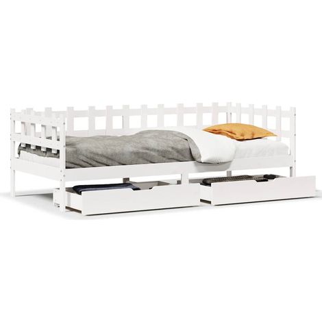 Maison Exclusive - Tagesbett mit Schubladen Weiß 90x190 cm Kiefer