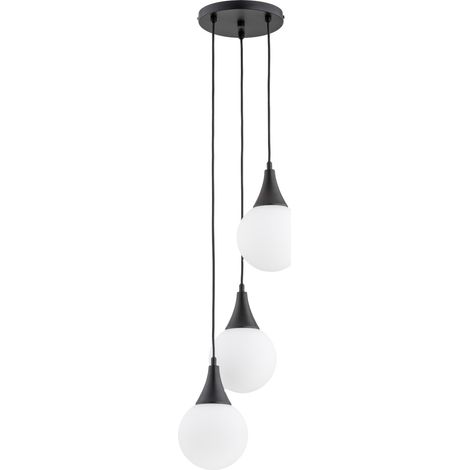Suspension noire 3 globes blancs E14 10W Gemini Alfa (1/2)