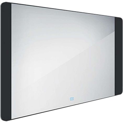 Nimco Espejos - Espejo con luz LED, 100x60 cm, sensor táctil, aluminio/negro ZPC 42004V-90