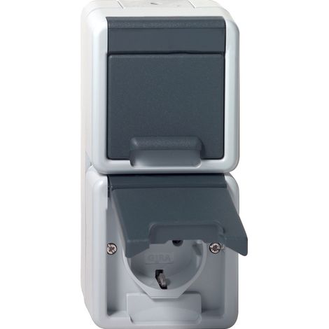 Gira SCHUKO 2F SENKR. KD WG AP GRAU (478030 WG-AP) (1/5)