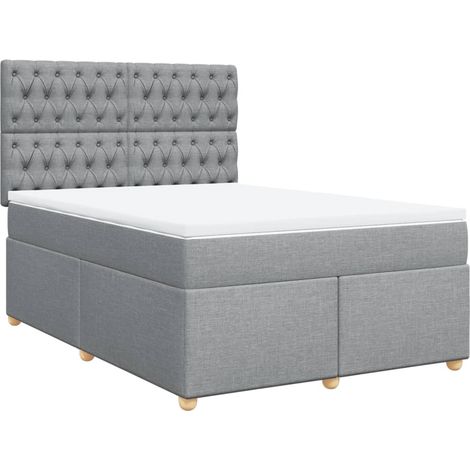 Maison Exclusive - Cama box spring con colchón tela gris claro 16