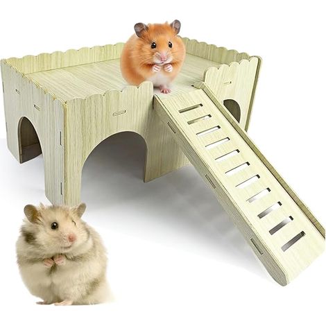 Wooden House with Ramp 4 Entrances Toy and Accessory 15 x 25 x 18 cm (1/2)