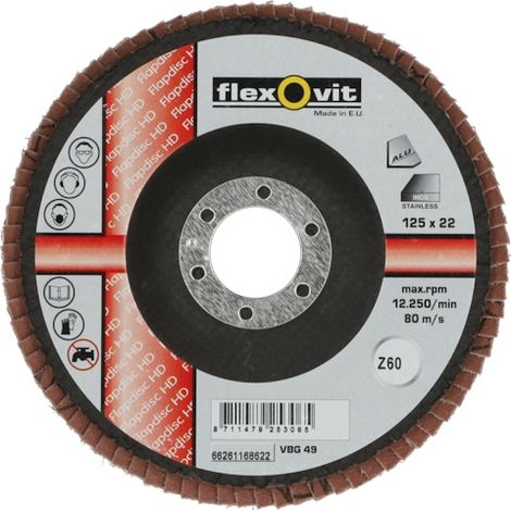 Disque à lamelles INDUSTRIAL LINE HEAVY DUTY - Ø 125 mm - Grain 60 - FLEXOVIT