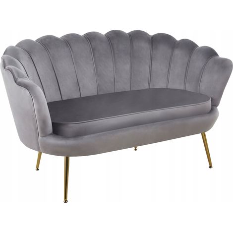 Divano da soggiorno a due posti, velluto GRIGIO, imbottito, Furnitex Art déco (1/5)
