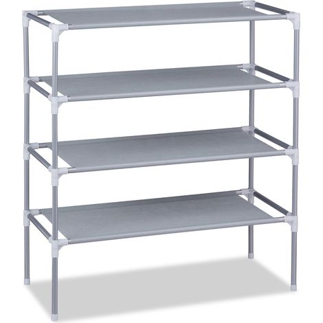 Étagère à chaussures extensible pratique 68 x 62 x 28 cm en fer noir (1/5)