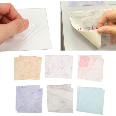 Papier Note Réutilisable Adhésif Modèle Marbre 12pcs Autocollants Sec Ardoise Blanc Lavable Effaçable avec Stylo pour Mur Frigo Bureau Taille 10cm (1/5)
