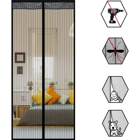 Lupex Shop - Tenda zanzariera magnerica con calamita, per porte e balconi, colore Nero dimensioni - 150X250CM (1/4)