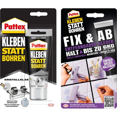 Set colle de montage Coller au lieu de percer cristal clair 90 g, pour des collages cristallins et Coller au lieu de percer Fix (1/5)