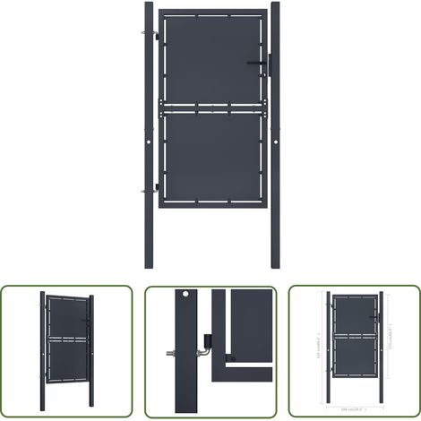 The Living Store Gartentor Stahl 100×175 cm Anthrazit - Gartentor - Stahltür - Zaunportal - Zaunteil - Anthrazit (1/4)