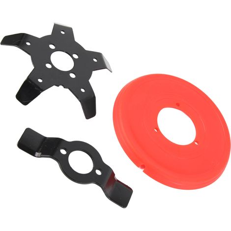 Tête de Débroussailleuse Universelle Polyvalente avec Lames pour Tonte et Coupe Herbe Jardin Agriculture Rouge Noir ABS Acier 2x12x15cm 1 Carter 2 Lames (1/5)