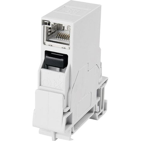 Telegärtner 100007437 Tragschienen-Verbinder RJ45 100007437 Kupplung, Einbau Pole: 8P8C Lichtgrau (1/3)