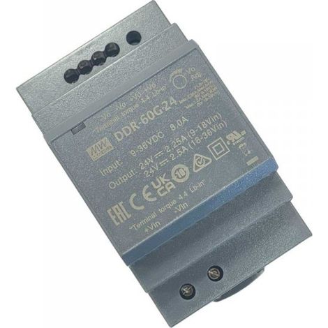 MW MEAN WELL DDR-60G-24 Convertitore tipo DC-DC per Guida DIN Input 9-36V Output 24V 2,5A 60W