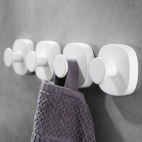Lot de 4 crochets à ventouse pour douche, crochets de porte robustes en acier inoxydable pour salle de bain, cuisine,porte vitrée,miroir,carrelage,luffa,serviette,manteau,peignoir, jusqu'à 5 kg,blanc