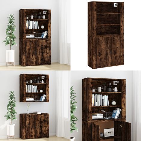 Buffet haut Chêne fumé Bois d'ingénierie - Buffet Design - Buffet Moderne - Buffet En Bois - Buffet Rangement - Buffet Mural - Home & Living (1/5)