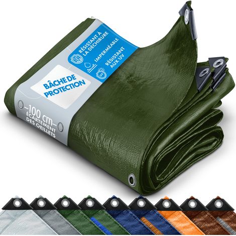 Toile multiusage avec Oeillets imperméable 500 g/m² Vert 3 x 3 m (1/5)