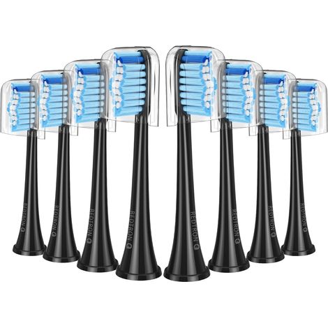Electric Toothbrush Heads for Pro Results, Pack of 8 Replacement Toothbrush Heads for FlexCare, ProtectiveClean, HealthyWhite, EasyClean, PowerUp, Black (1/5)