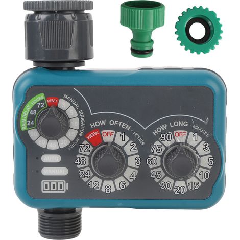 Minuterie d'eau à 3 cadrans, 21l/Min, arroseur manuel automatique IP54 avec retard de pluie pour l'irrigation du jardin