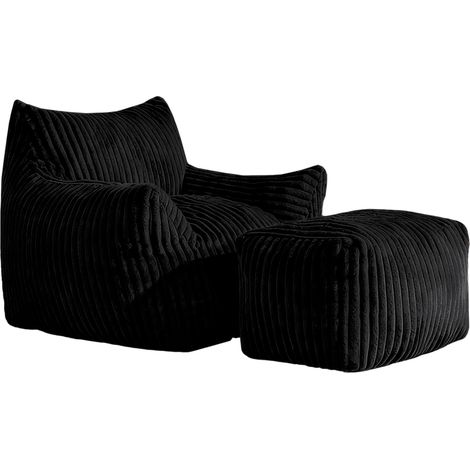 Poltrona Relax Ergonomica con Pouf Abbinato in Tessuto Corduroy (1/5)