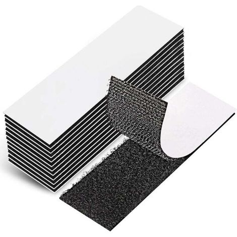 12 Pièces Scratch Autocollant Double Face， 3 x 10cm Puissant Scotch Scratch pour La Maison Et Le Bureau Noir Amovible et Réutilisable Bande Scratch Adhésive (1/4)