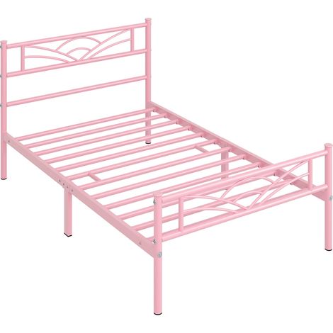 Yaheetech – Lit simple en métal 90 x 190 cm – Assemblage facile – Design minimaliste – Espace de rangement sous le lit – Pour petits espaces adultes - LIT 90 X
