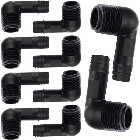 SBE-050 Lot de 10 raccords coudés de jardin 1/2" AG pour irrigation de jardin et irrigation agricole (noir) (1/5)