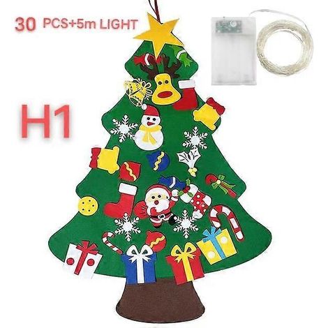Sapin de Noël en feutrine pour enfants, bricolage, Père Noël, sapin, cadeau, décoration de Noël, sapin de Noël, bonne année, style de sapin de Noël H1 (1/5)