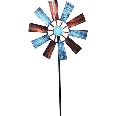 Rotierende Windmühle aus Schmiedeeisen, metallenes Landschaftsornament für Garten, Innenhof, Rasen und als Windraddekoration.