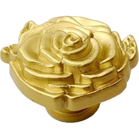 Bouton de Meuble en Laiton Doré Forme Rose, Petit Bouton Décoratif Vintage pour Poignées de Commode et Placard, pour Tiroirs et Armoires, Style Européen Élégant et Minimaliste, (1/5)