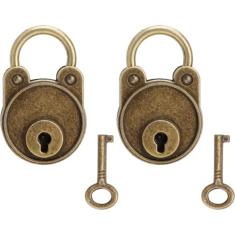 2er Set Deko Vorhängeschlösser mit Schlüssel, Bärenform, Vintage Messingoptik