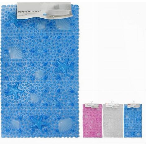 Trade Shop - Alfombra Pvc Formas Marinas Antideslizante Bañera Ducha 67x36cm 59627 - (1/2)