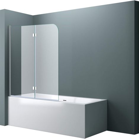 doporro 120x140 cm Design-Duschwand für Badewanne Badewannenaufsatz Duschabtrennung 6mm ESG-Sicherheitsglas inkl. NANO-Beschichtung Badewannenfaltwand (1/5)