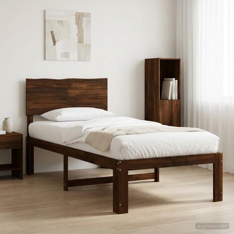 vidaXL Single Bed Frame with Headboard ROSTOCK Dark Brown 80 x 200 cm (1/5)