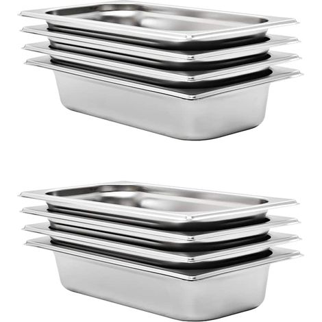 vidaXL Bandejas Gastronorm 8 unidades GN 1/3 65 mm acero inoxidable (1/5)