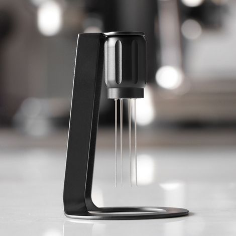 WDT Tool mit 8x0.4mm Edelstahl feine Nadeln & Eisen Ständer,Espresso Nadel Distributor,Kaffee-Rührer-Verteiler,Einfache Aufbewahrung,Aluminiumlegierung,Schwarz (1/5)