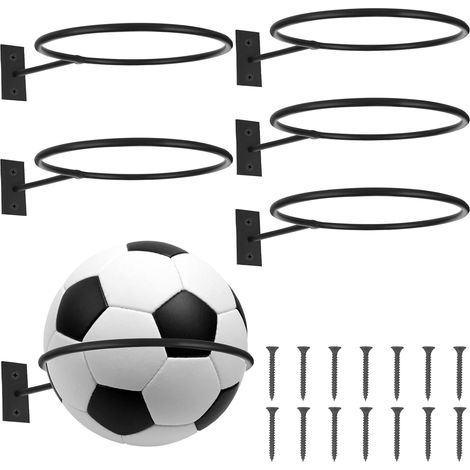 APEX Lot de 6 supports pour ballons de football, fixations murales, présentoirs pour ballons de basket-ball, football et soccer. (1/5)