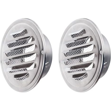 2 Pièces Grille D'aération En Acier Inoxydable 100mm Avec Vis Et Chevilles Protection Contre Les Intempéries Lamelles Avec Moustiquaire Et Boucle Grille D'évacuation D'air Ronde Visser Et Bride Grille (1/5)