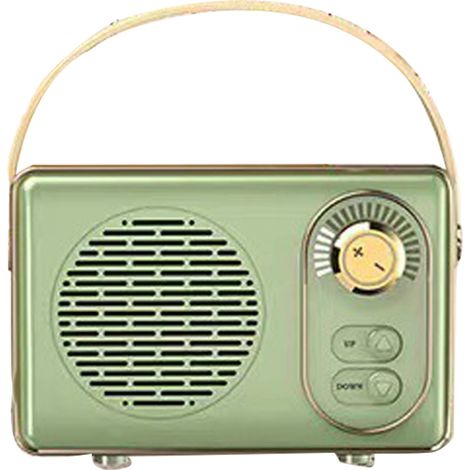 Enceinte rétro portable sans fil au son clair, petite enceinte vintage pour la maison, les voyages et l'extérieur (verte). (1/5)