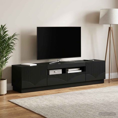 vidaXL LED TV Cabinet HOORN 3 pcs Black Engineered Wood (1/5)