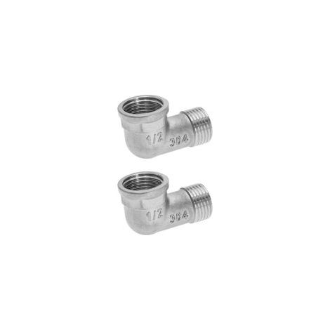 2pcs BSP 1/2 Pouce en Acier Inoxydable Filetage Mâle à Filetage Femelle Raccords de Plomberie Coude Réducteurs Internes et Externes pour Raccordement Sanitaire de Conduite d'eau (1/4)