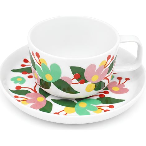 Taza y platillo de porcelana Marmecka de 320 ml. Diseño de Nielsen duka. (1/5)