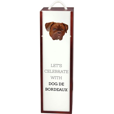 Bordeauxdogge, Französische Dogge – geometrische Weinkiste mit Foto und Inschrift von Art-Dog (1/5)